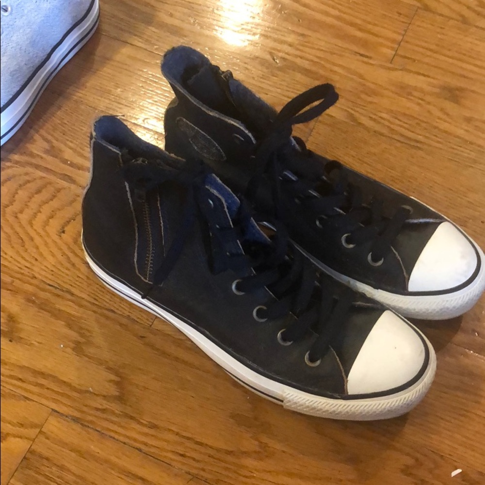 CONVERSE black leather high top SNEAKERS 8